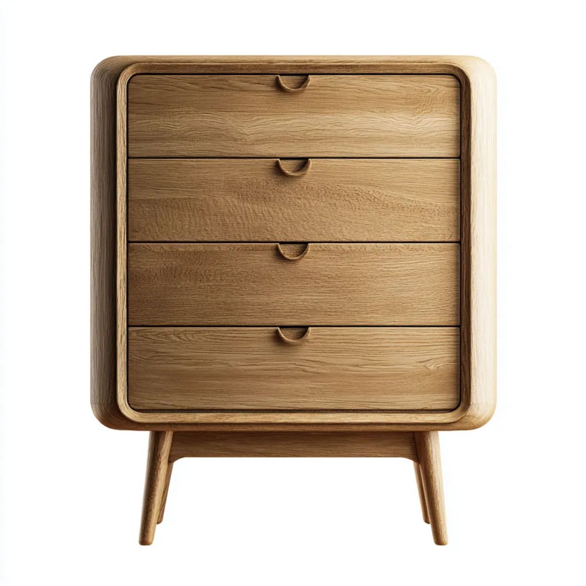 Komoda z litego drewna z 4 szufladami, naturalny dąb, 50 × 40 × 80 cm