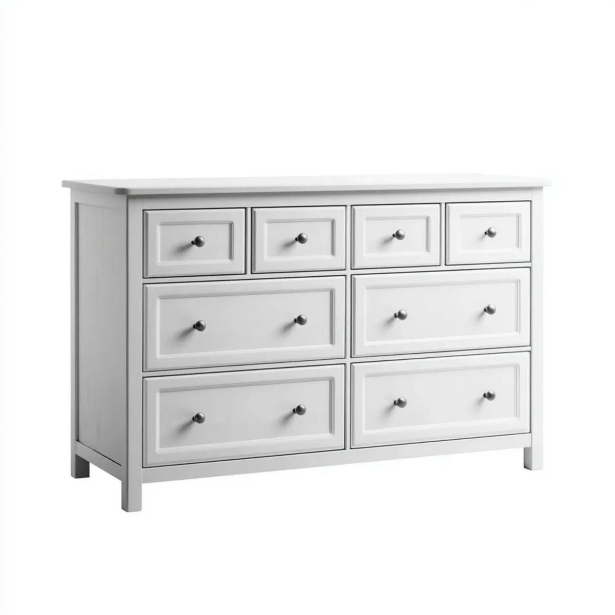 Biała komoda z 8 szufladami z płyty MDF 140 x 40 x 90 cm