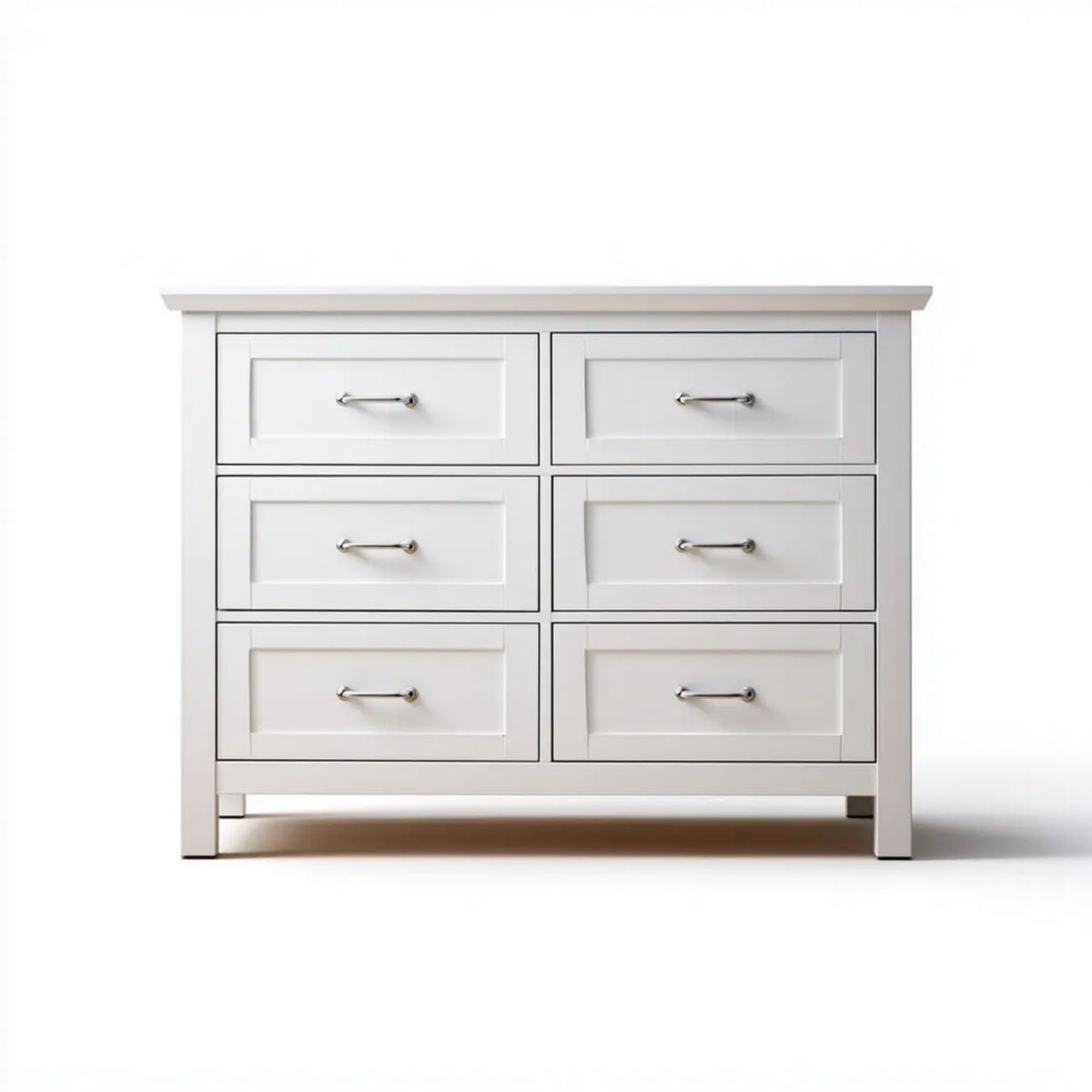 Biała komoda z 6 szufladami z płyty MDF 120 × 40 × 90 cm