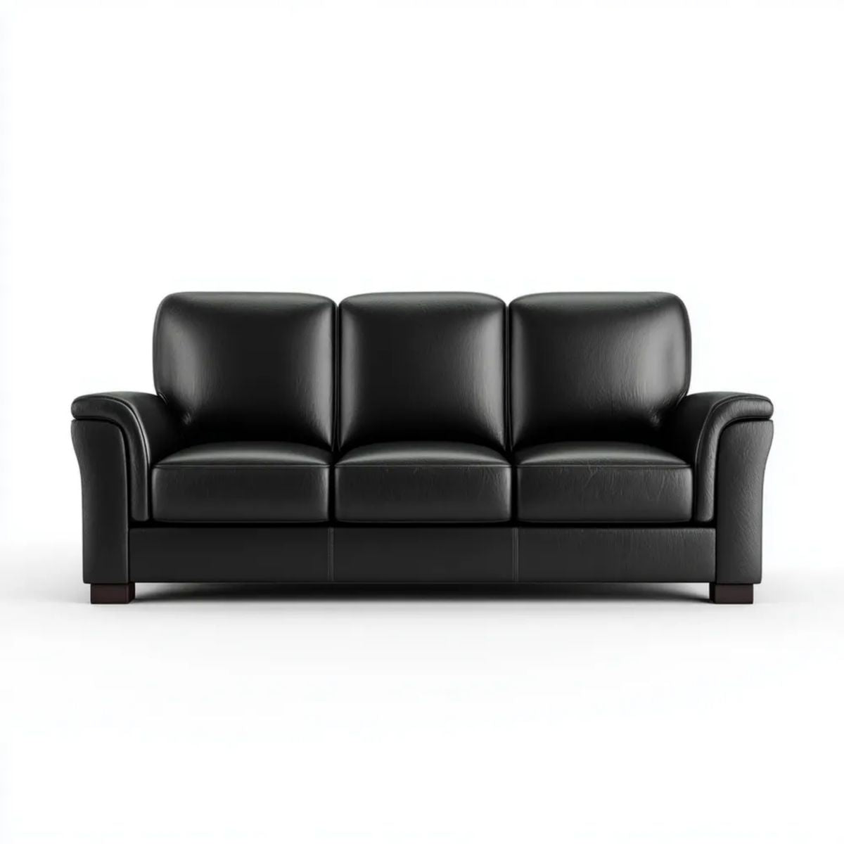 Trzyosobowa sofa ze skóry syntetycznej, czarna, 210 x 90 x 88 cm
