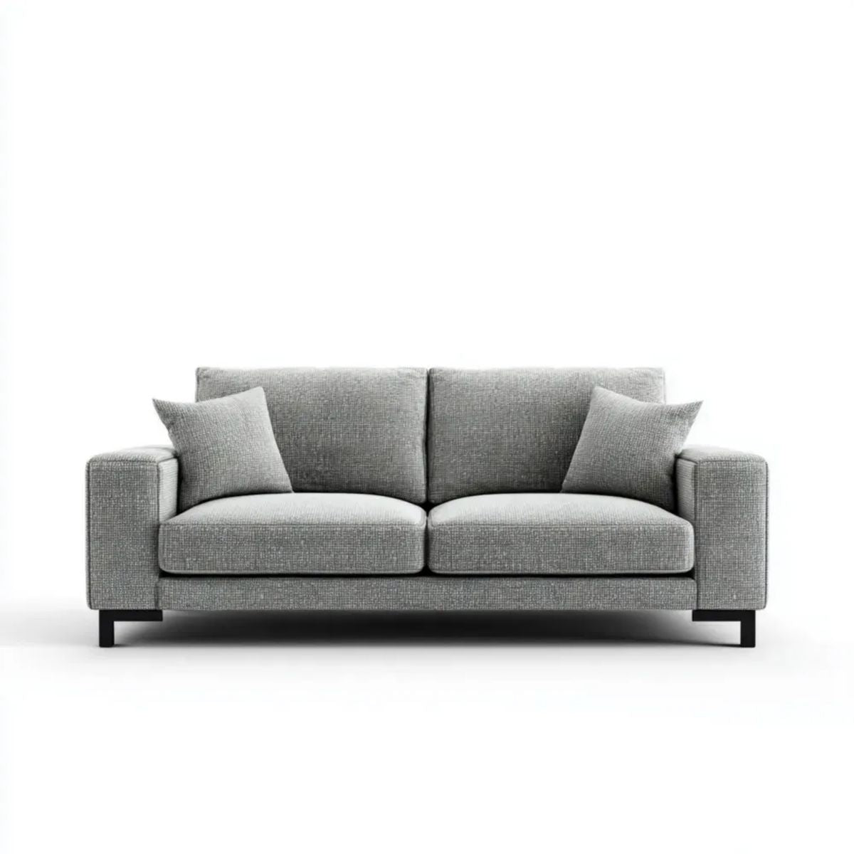 Szara sofa dwuosobowa z tapicerką poliestrową, 170 x 88 x 84 cm