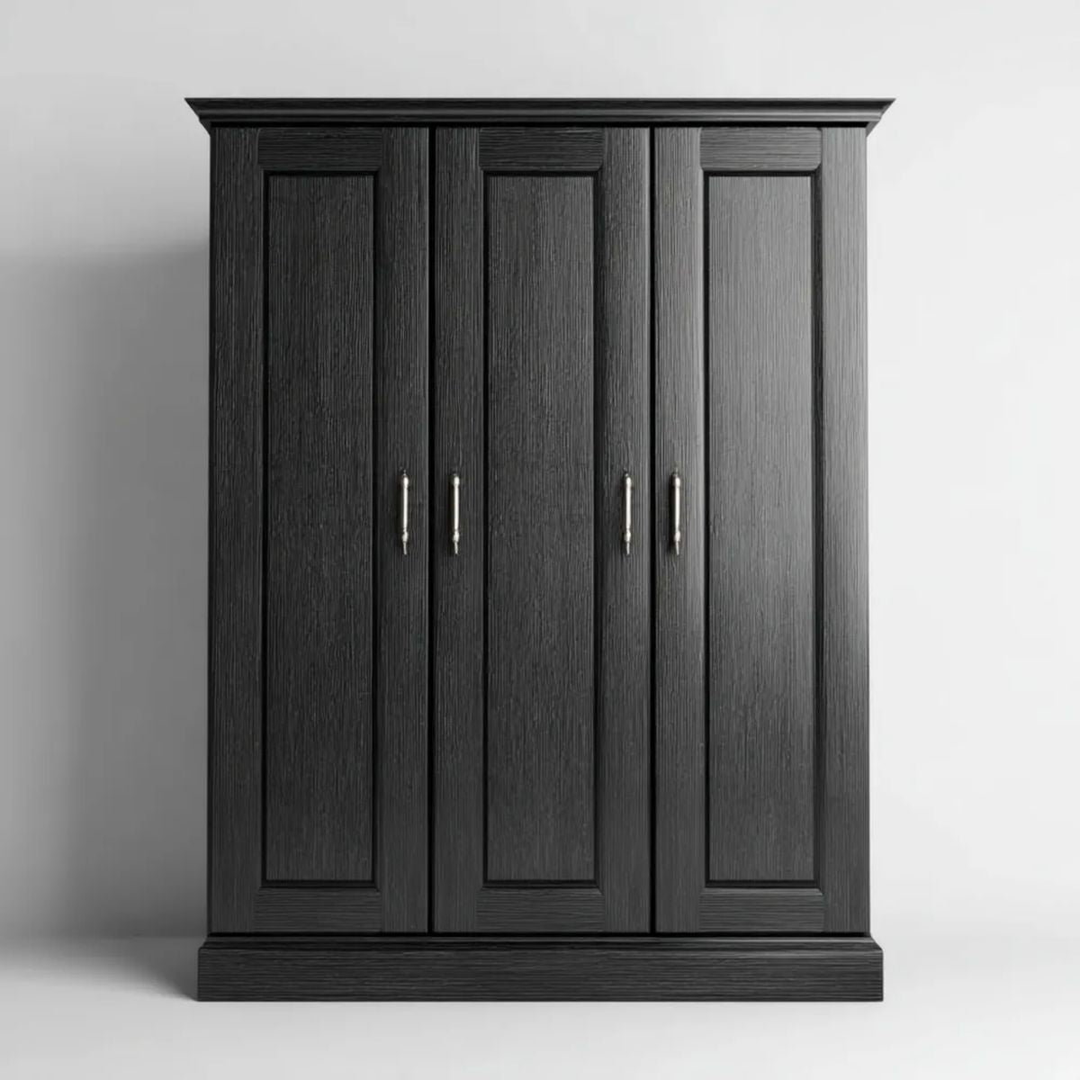 Czterodrzwiowa szafa drewniana z płyty MDF, czarna, 150 × 60 × 210 cm