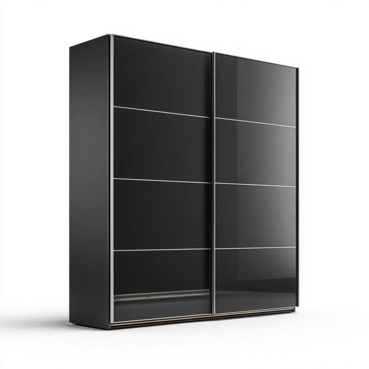Czarna szafa przesuwna z płyty laminowanej 200 × 60 × 215 cm