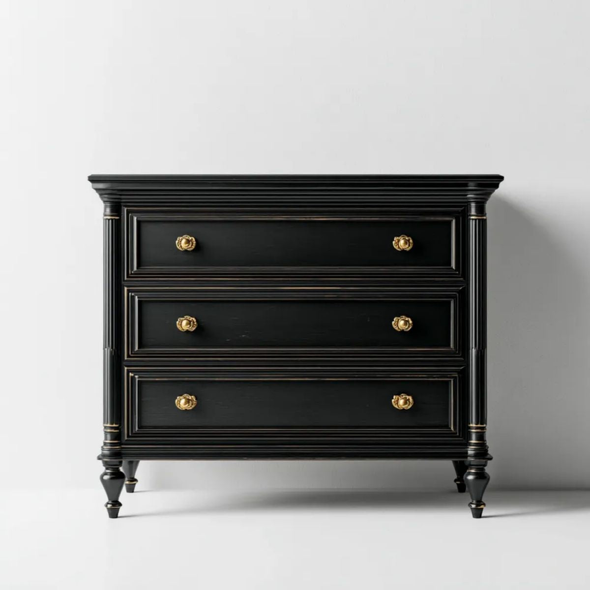 Czarna komoda sypialniana MDF z 3 szufladami, 120 x 50 x 95 cm