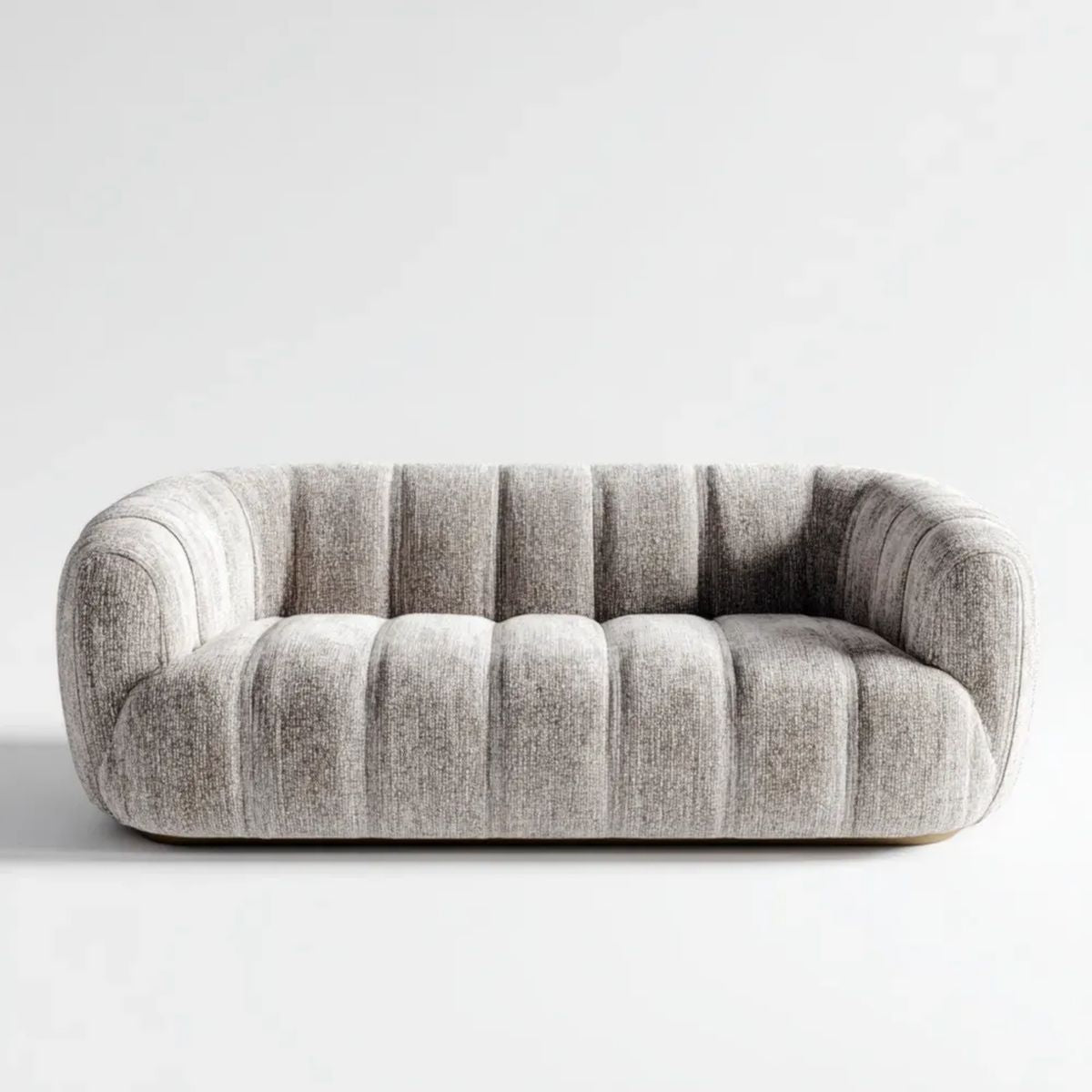 Dwuosobowa sofa tapicerowana jasnoszara 180 × 90 × 72 cm, zaokrąglona