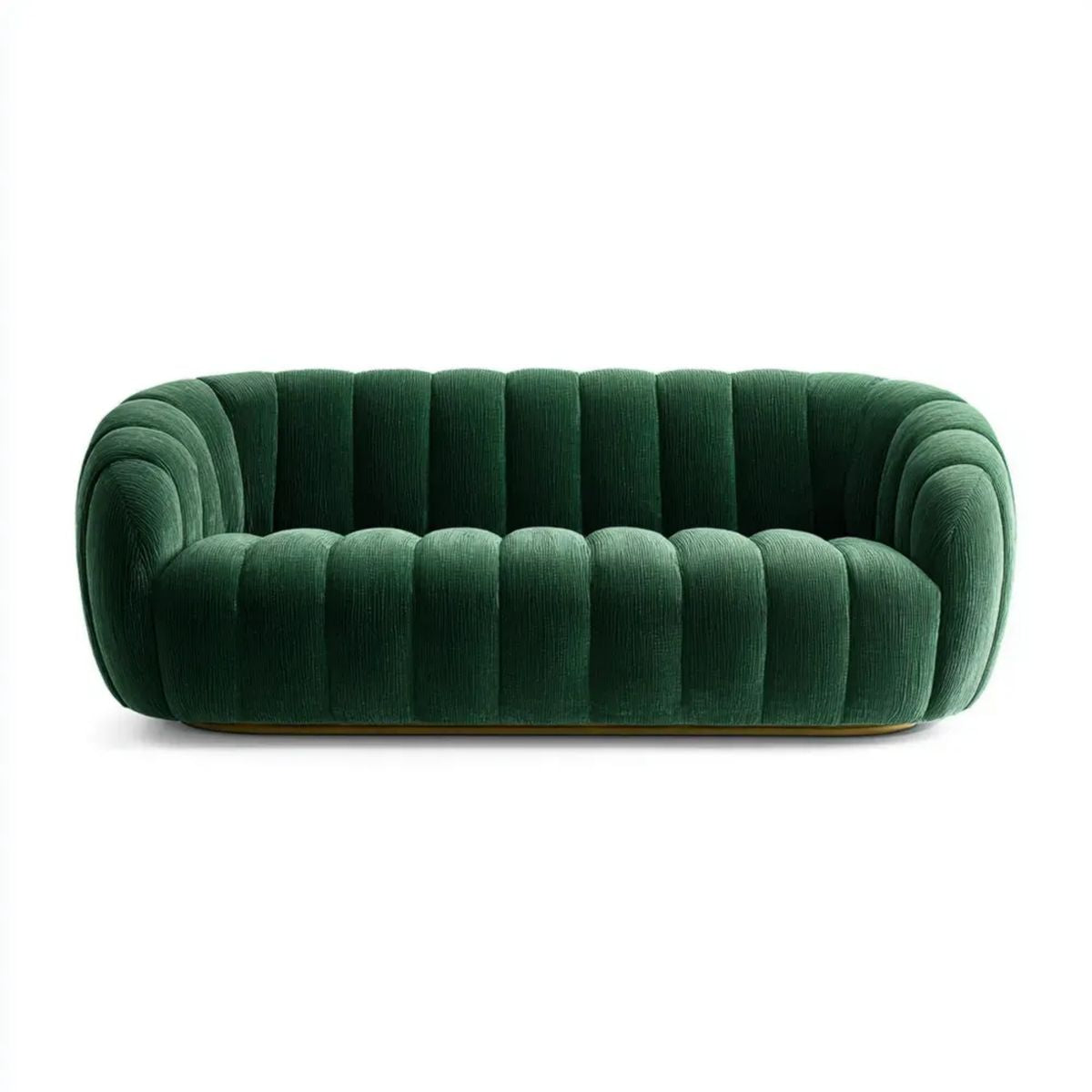 Dwuosobowa sofa owalna z weluru, ciemnozielona/złota, 180 × 90 × 75 cm