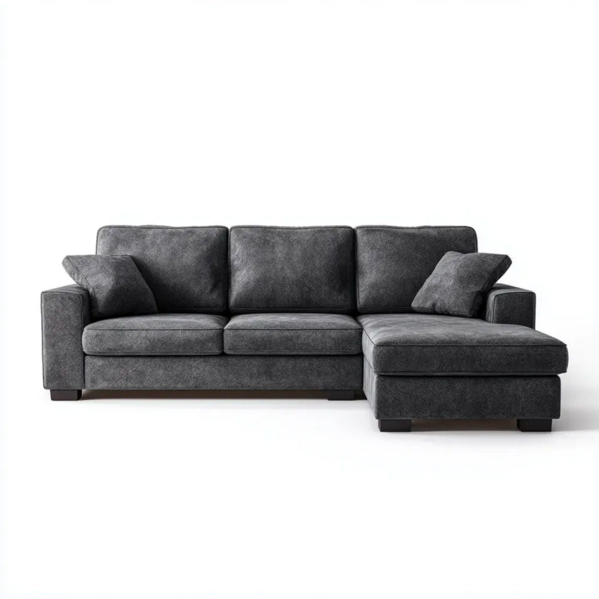 Grafitowa sofa narożna z szezlongiem w kształcie L z tkaniny, 260 × 160 × 85 cm