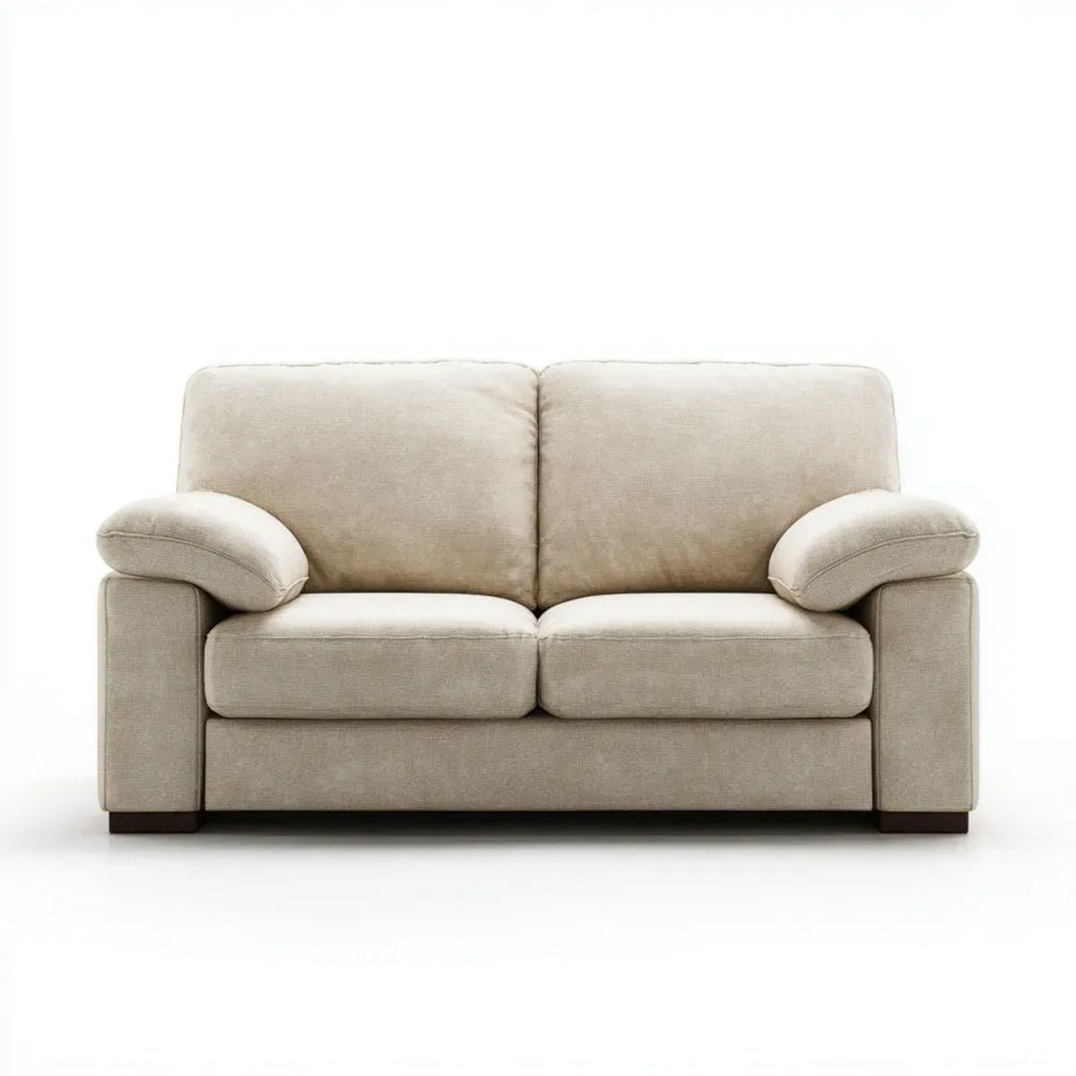 Beżowa sofa dwuosobowa z tapicerką poliestrową, 170 × 90 × 88 cm