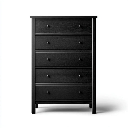 Czarna komoda MDF z 5 szufladami 80 × 40 × 120 cm