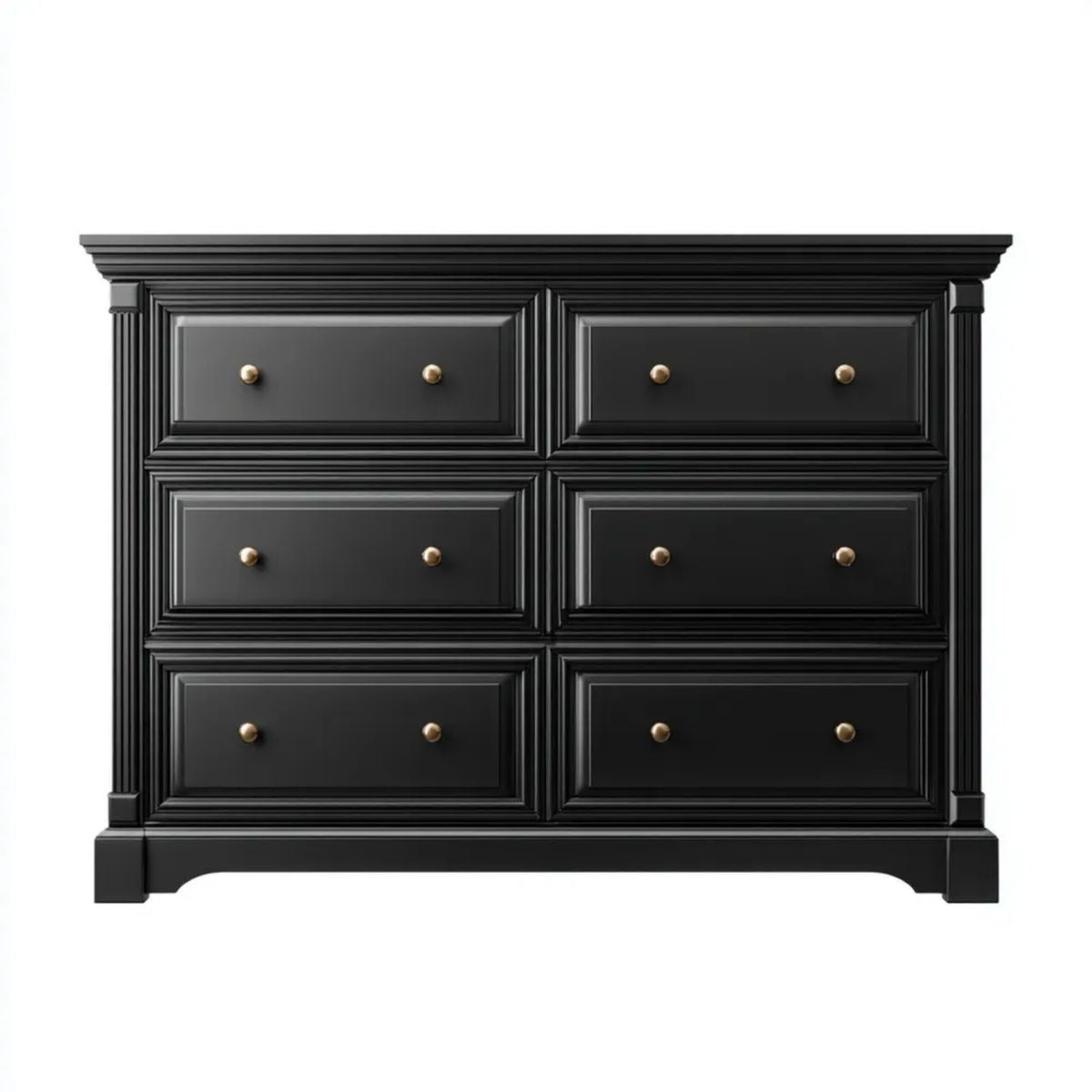 Czarna komoda z 6 szufladami z płyty MDF, 140 x 45 x 95 cm