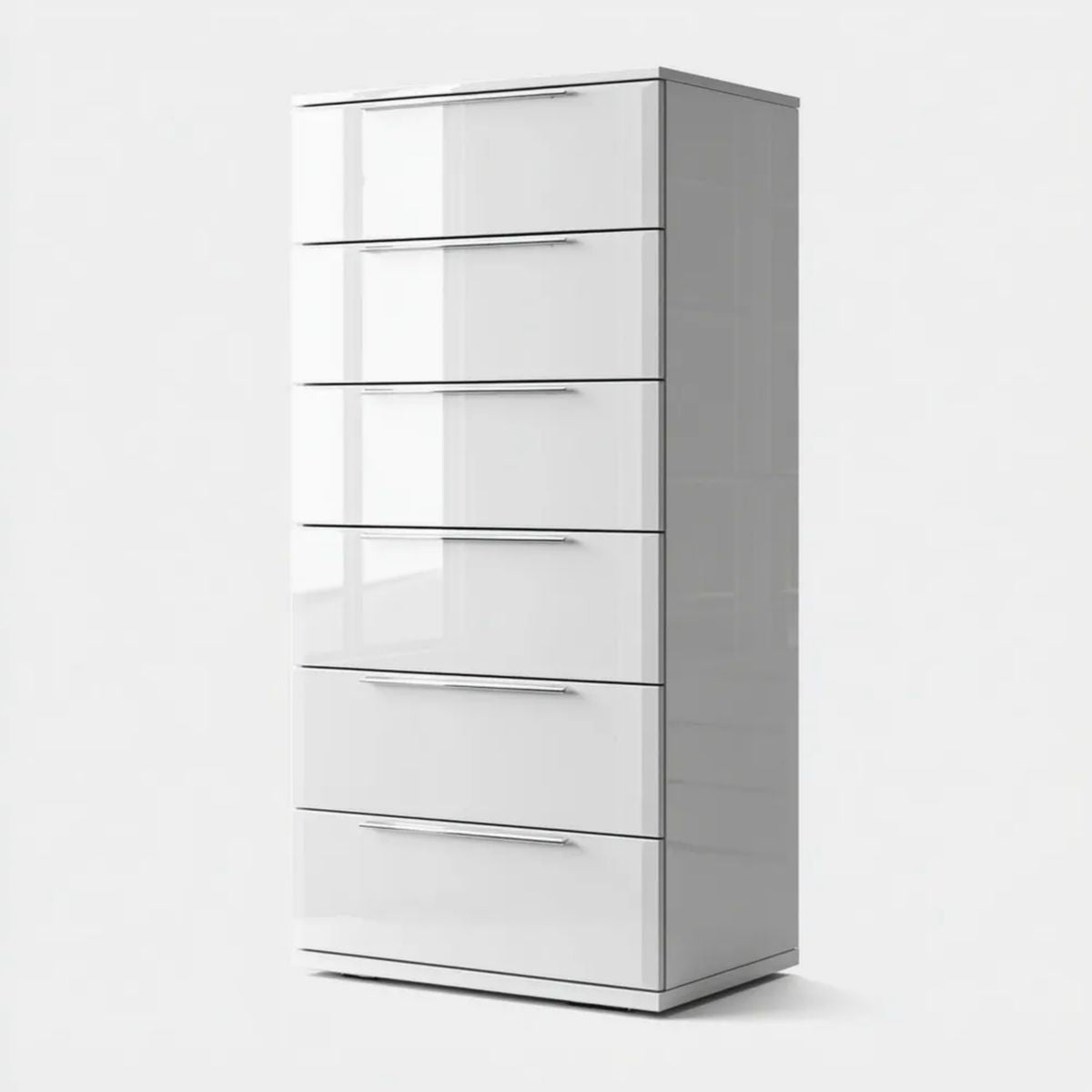 Biała komoda z 6 szufladami z płyty wiórowej laminowanej, 60 × 40 × 120 cm
