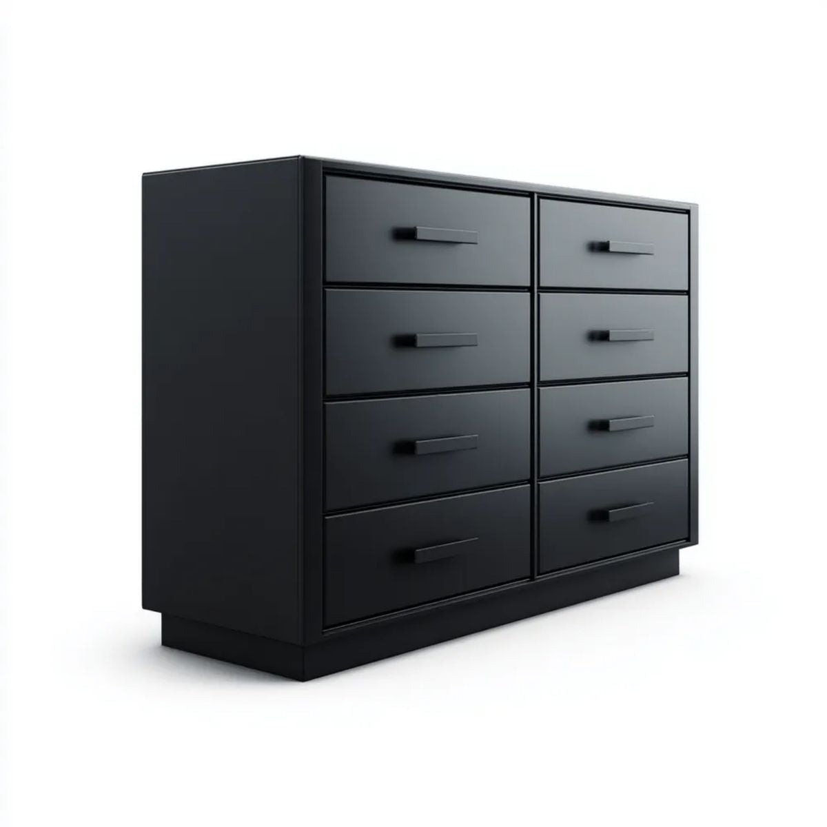 Czarna komoda z 8 szufladami z płyty MDF 140 x 45 x 100 cm