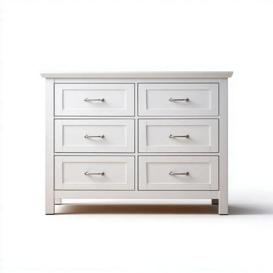 Biała komoda z 6 szufladami z płyty MDF 120 × 40 × 90 cm
