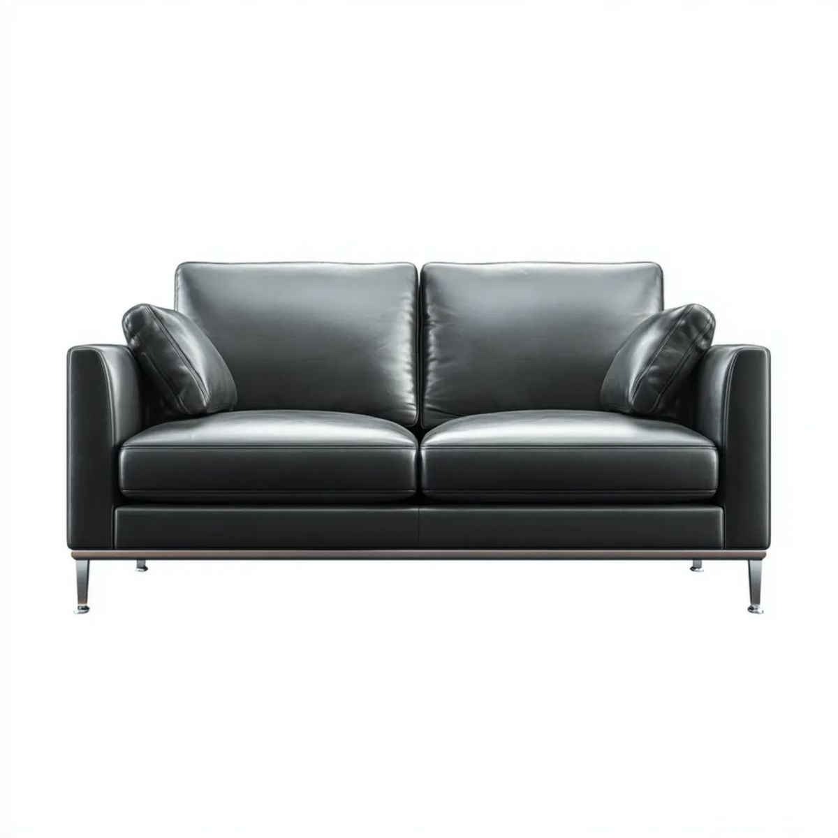 Czarna sofa dwuosobowa z tapicerką PU 160 x 85 x 85 cm