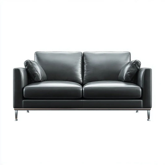 Czarna sofa dwuosobowa z tapicerką PU 160 x 85 x 85 cm