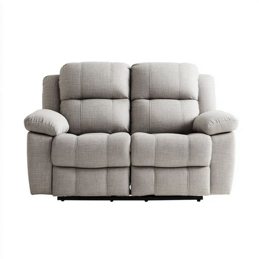 Dwuosobowa sofa relaksacyjna z tapicerką poliestrową, jasnoszara/czarna, 160 × 95 × 100 cm