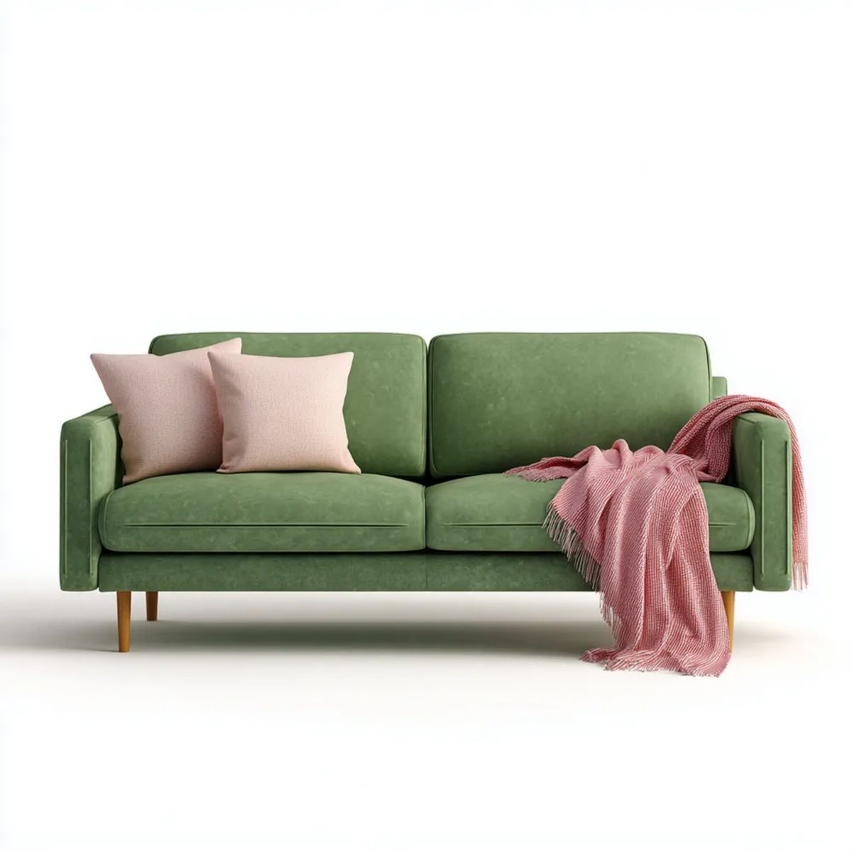 Zielona dwuosobowa sofa z weluru poliestrowego 200 x 90 x 85 cm