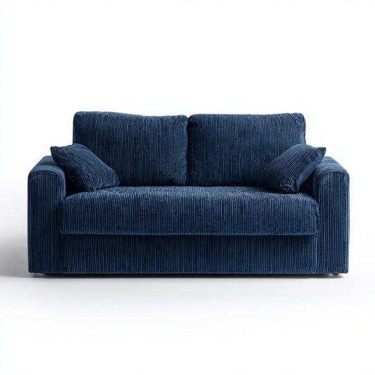 Dwuosobowa sofa ze sztruksu, granatowa, 140 x 85 x 85 cm