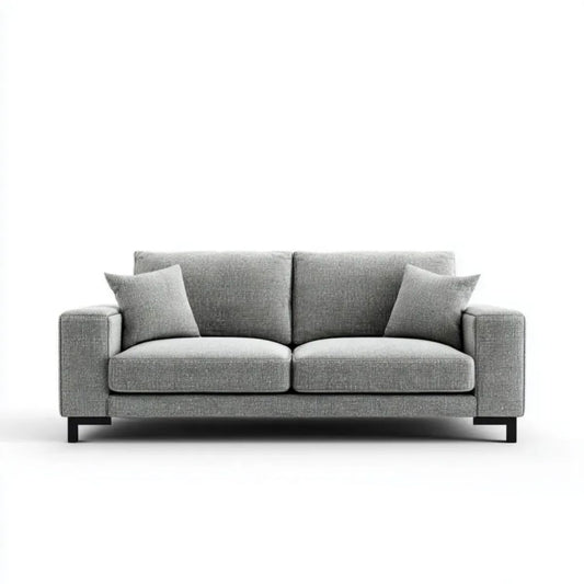Szara sofa dwuosobowa z tapicerką poliestrową, 170 x 88 x 84 cm
