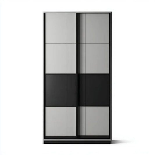 Szafa przesuwna z płyty laminowanej szaro-czarna 120 × 60 × 200 cm
