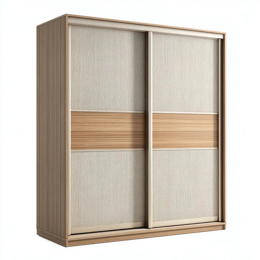 Szafa przesuwna z płyty MDF Beżowa/Dąb Sonoma 120 × 60 × 200 cm