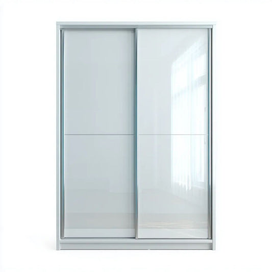 Biała szafa przesuwna z drzwiami ze szkła matowego 120 × 60 × 200 cm