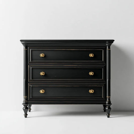 Czarna komoda sypialniana MDF z 3 szufladami, 120 x 50 x 95 cm