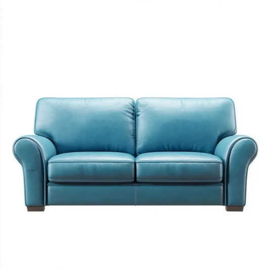 Dwuosobowa sofa ze skóry syntetycznej, turkusowa, 160 × 90 × 88 cm