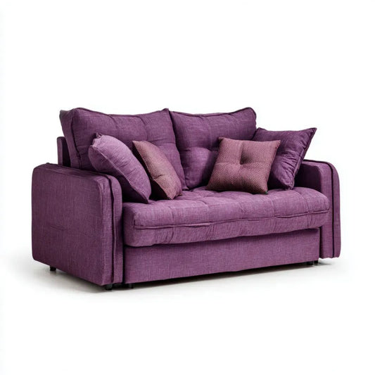 Fioletowa sofa dwuosobowa z tapicerką poliestrową, 180 × 95 × 90 cm