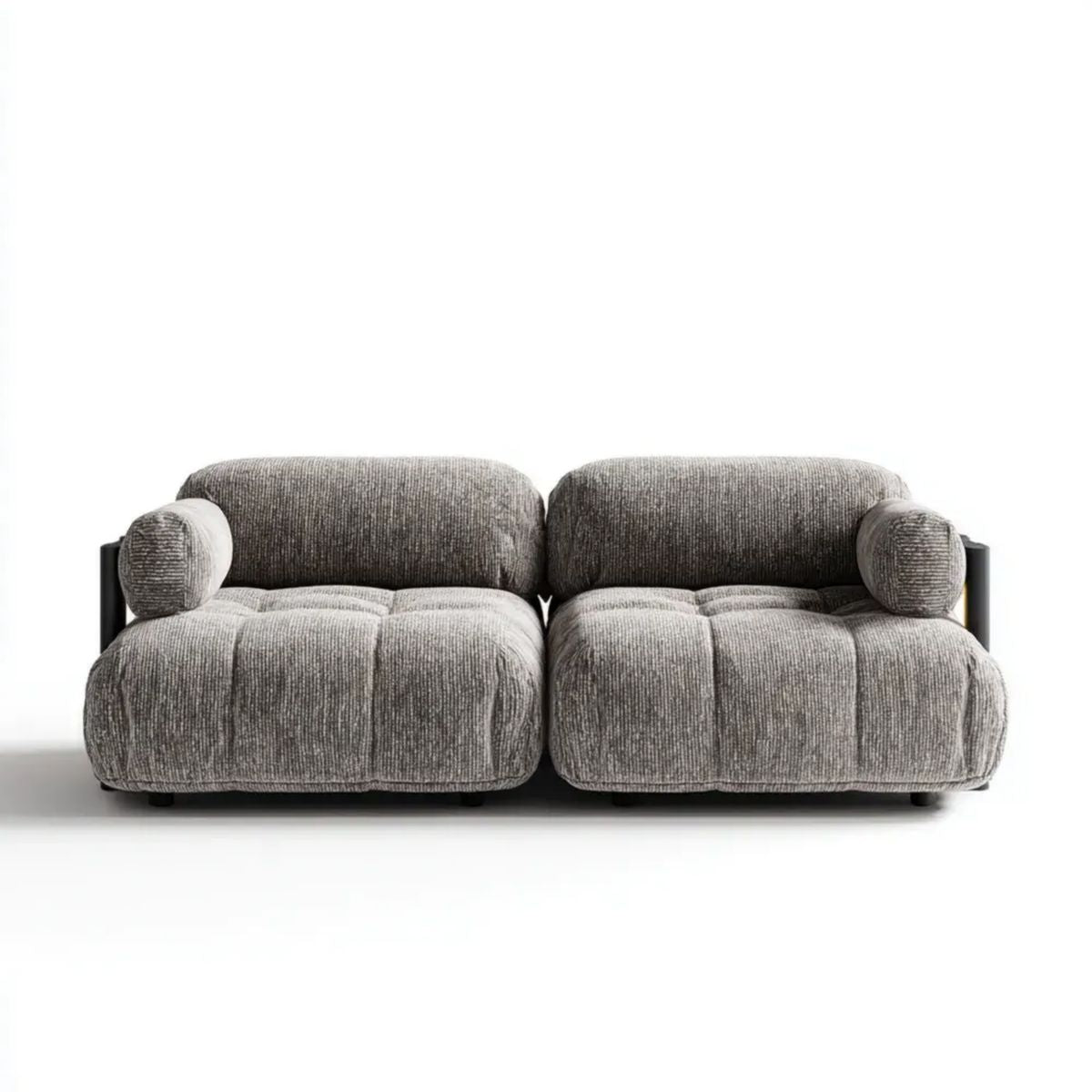 2-osobowa sofa modułowa ze sztruksu poliestrowego szara/czarna, 200 x 95 x 75 cm