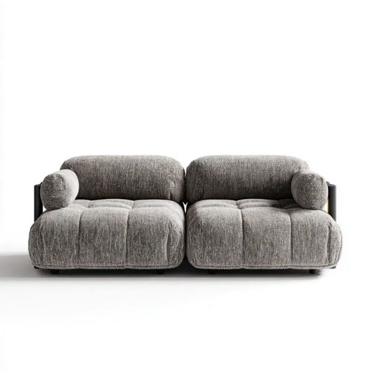 2-osobowa sofa modułowa ze sztruksu poliestrowego szara/czarna, 200 x 95 x 75 cm