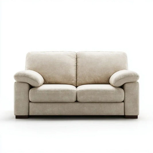 Beżowa sofa dwuosobowa z tapicerką poliestrową, 170 × 90 × 88 cm