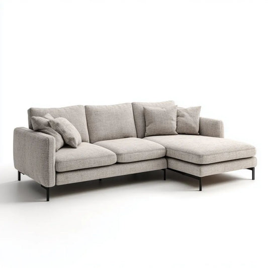 Prawostronna sofa narożna 3-osobowa jasnoszara z tapicerką poliestrową 270 × 170 × 85 cm