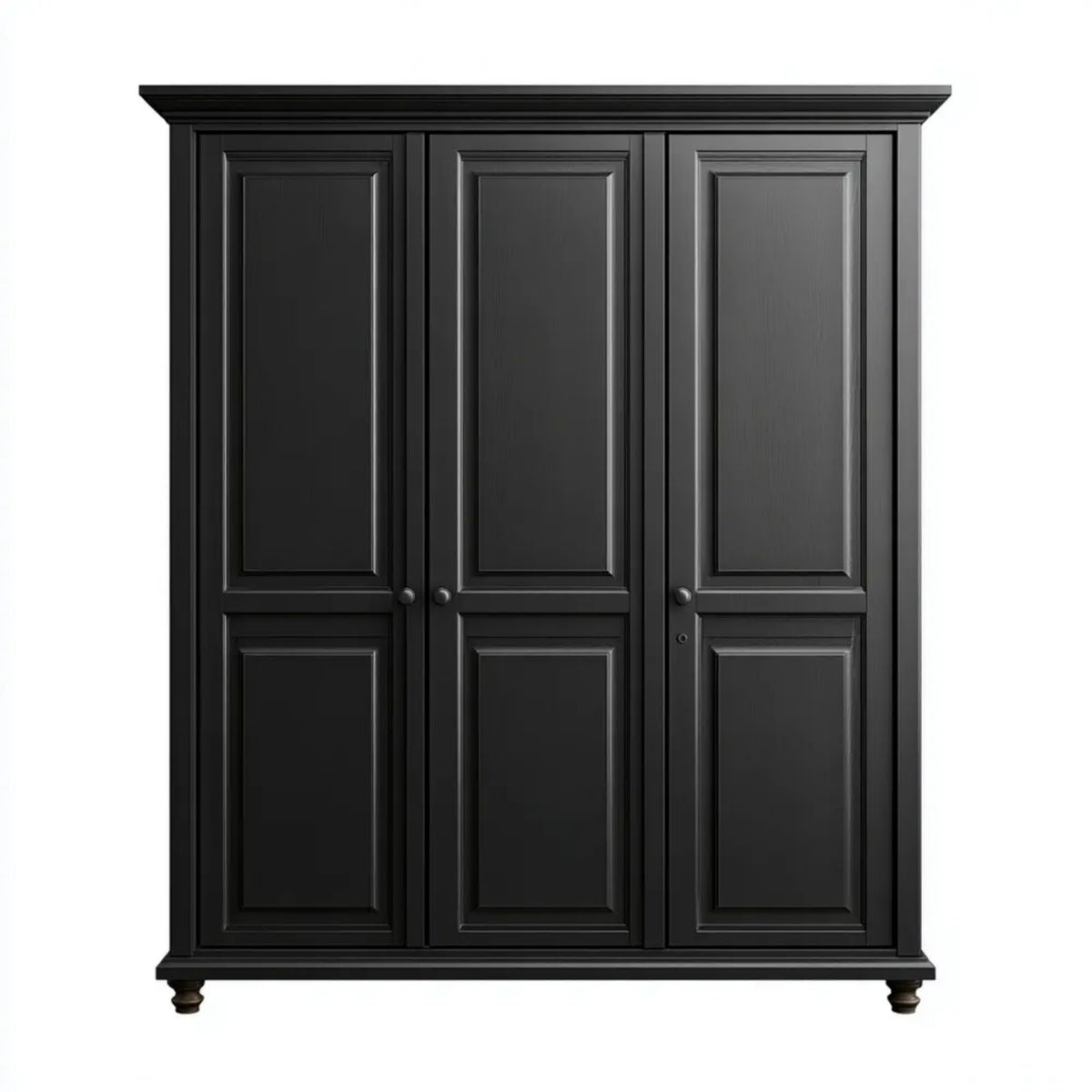 Czarna szafa trzydrzwiowa z płyty MDF 180 × 60 × 220 cm