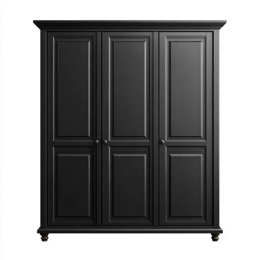 Czarna szafa trzydrzwiowa z płyty MDF 180 × 60 × 220 cm