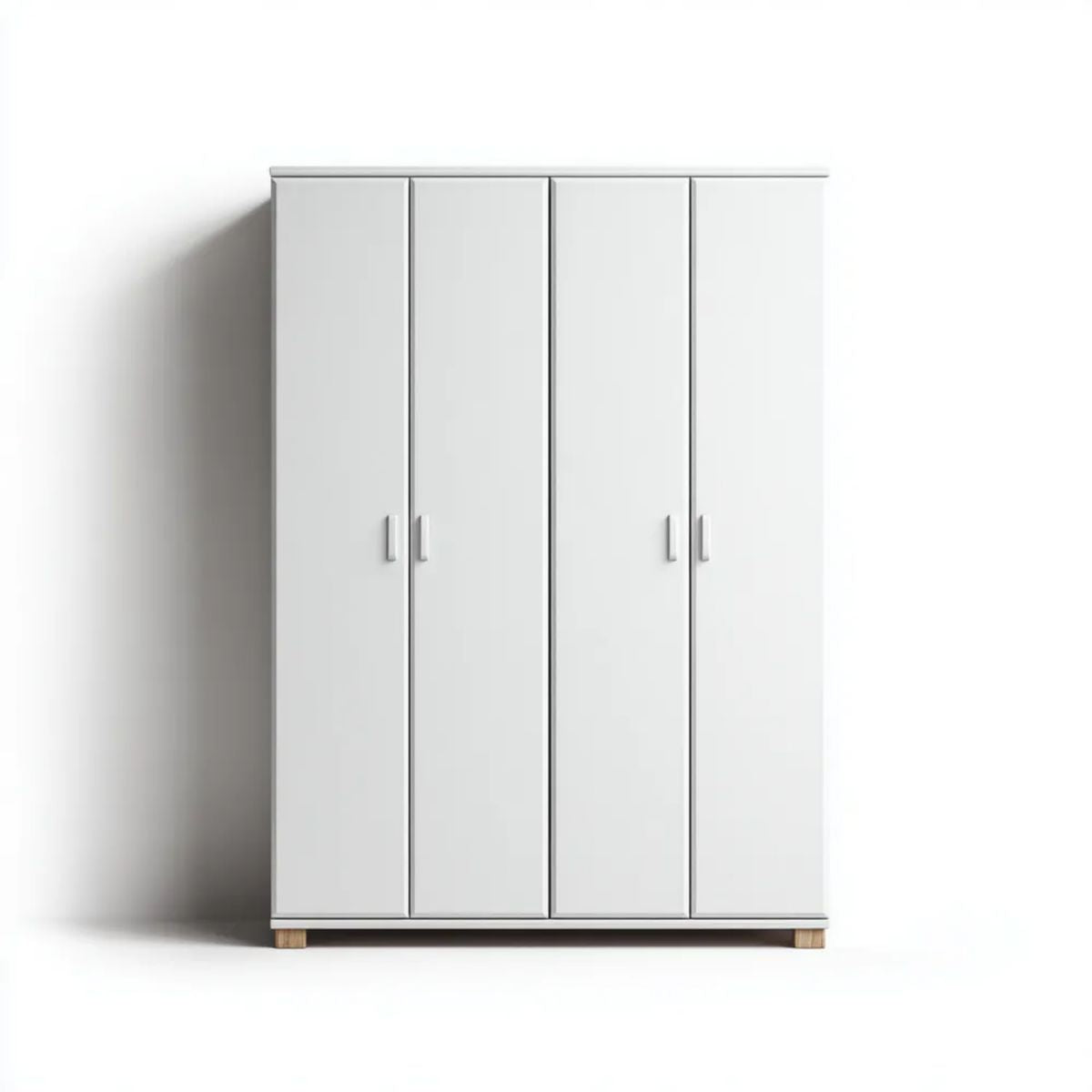 Biała czterodrzwiowa szafa ubraniowa z płyty wiórowej laminowanej 180 × 52 × 200 cm
