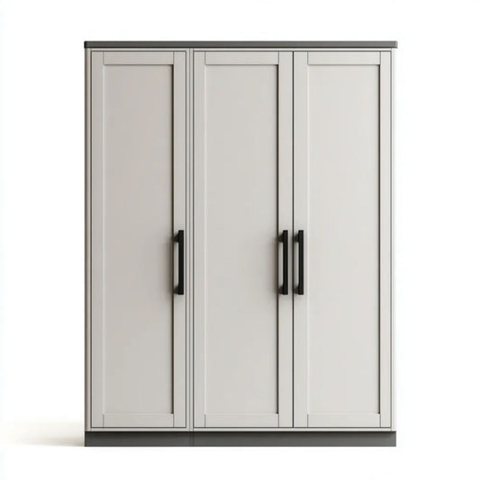 Szafa trzydrzwiowa szara z płyty MDF 150 x 60 x 200 cm