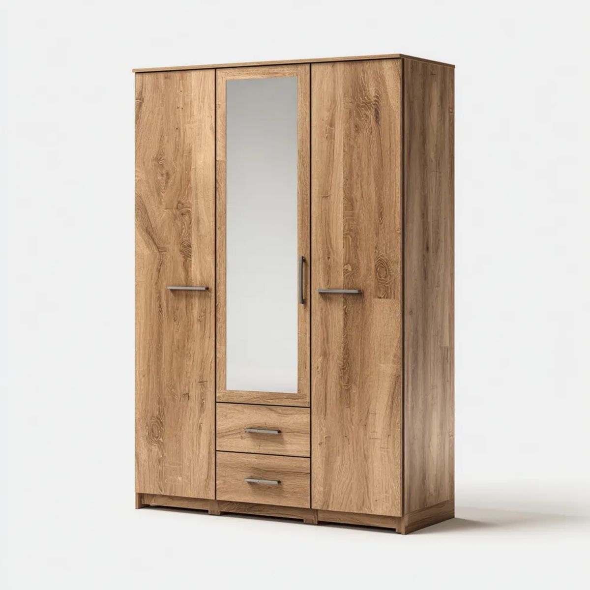 Trzydrzwiowa szafa z lustrem dąb artisan z płyty wiórowej laminowanej 120 × 52 × 200 cm