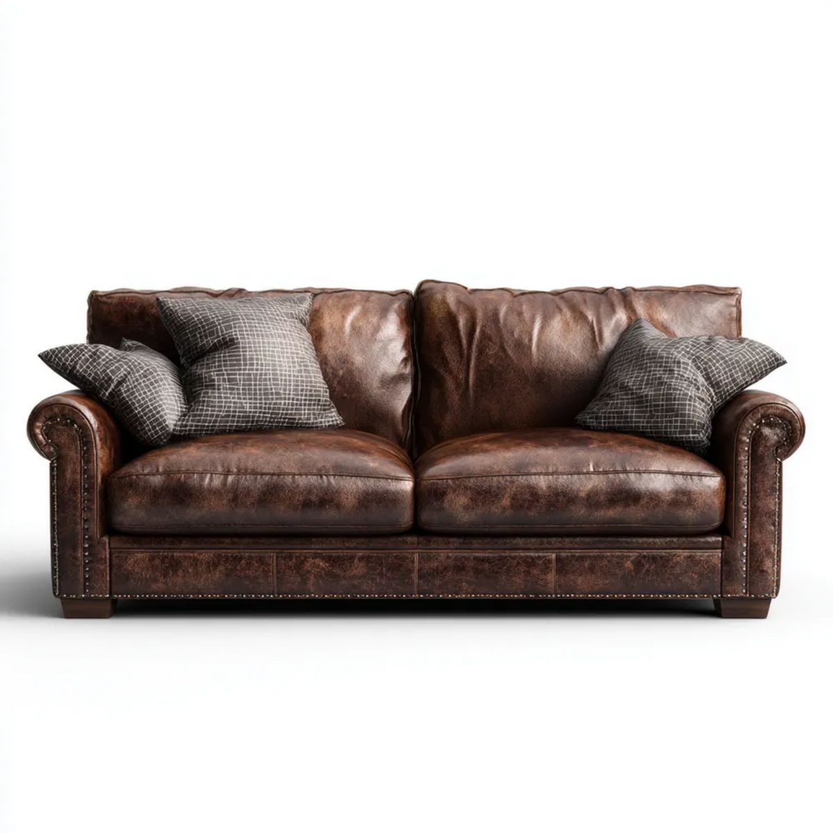Dwuosobowa sofa ze skóry syntetycznej brązowa 180 x 90 x 90 cm